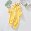 Pyjama bébé lapin citron jaune, combinaison zippée à capuche oreilles de lapin et pieds intégrés