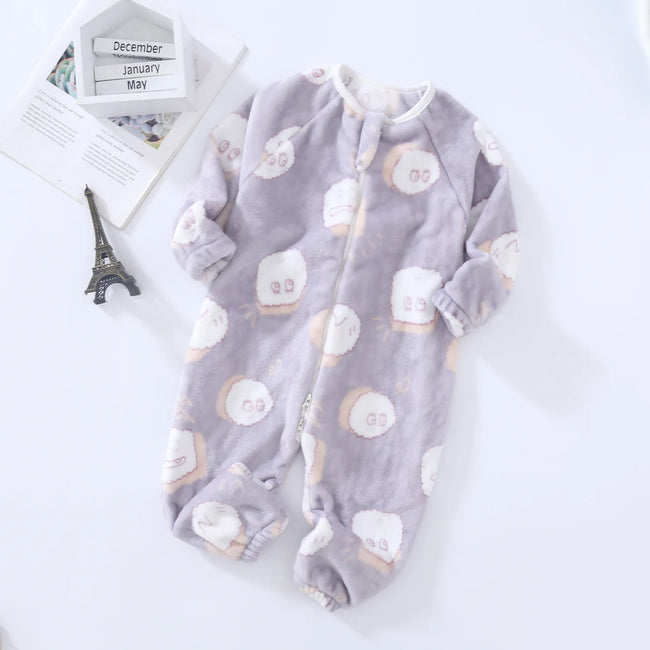 Pyjama bébé gris, combinaison zippée à motif oursons et pieds intégrés