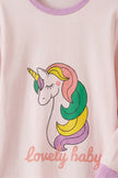 Pyjama licorne fille, détail de l'imprimé licorne Lovely Baby