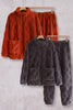 Pyjama matchy matchy, ensemble assorti homme et femme (marron clair et gris foncé) doux et chaud pour cocooner à deux en hiver