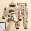Pyjama ourson garçon écru, haut à manches longues à motif ourson détective et pantalon assorti