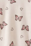 Pyjama papillon fille, détail du motif papillons et cœurs