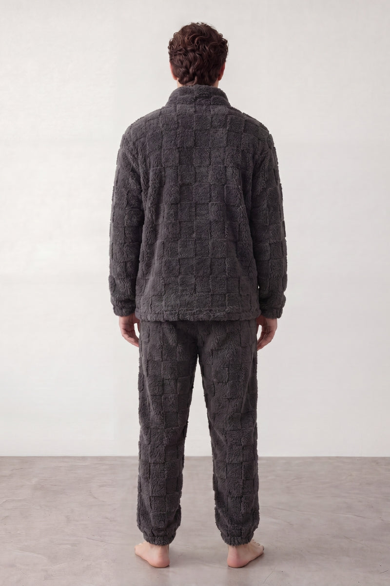 Pyjama pilou pilou anthracite homme, vue de dos
