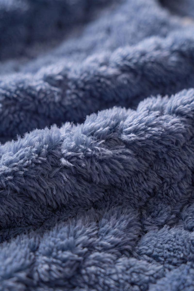 Pyjama pilou pilou bleu pour femme, ensemble deux pièces ultra doux et chaud pour l'hiver cocooning