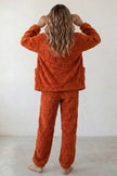 Pyjama pilou pilou brique femme en maille gaufrée, vue de dos