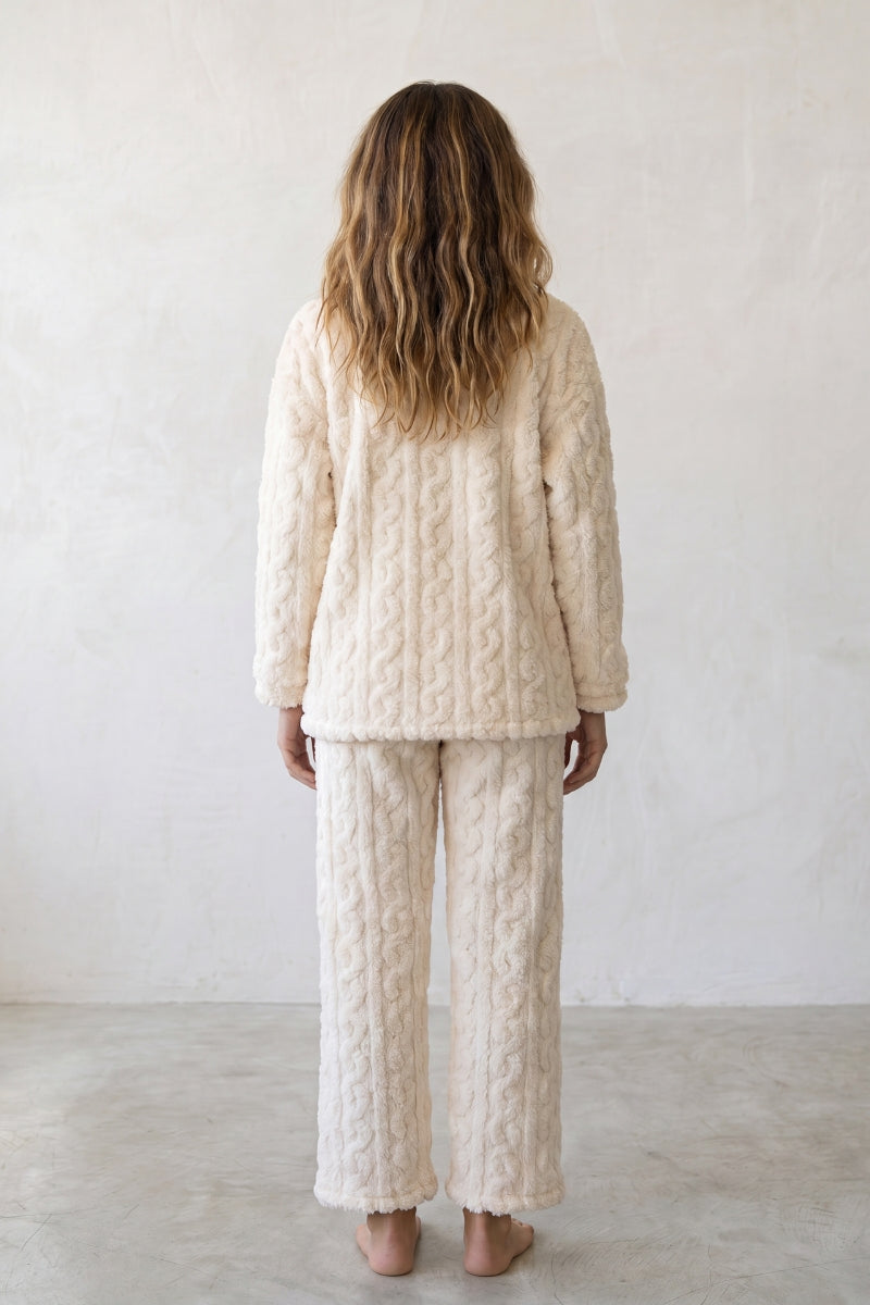 Pyjama pilou pilou cocon femme en maille gaufrée, vue de dos