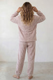 Pyjama pilou pilou cosy femme mauve en maille gaufrée, vue de dos
