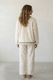 Pyjama pilou pilou crème femme en maille gaufrée, vue de dos