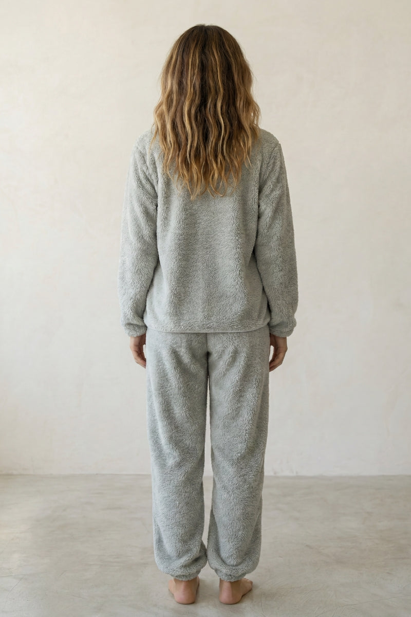 Pyjama pilou pilou gris femme, vue de dos