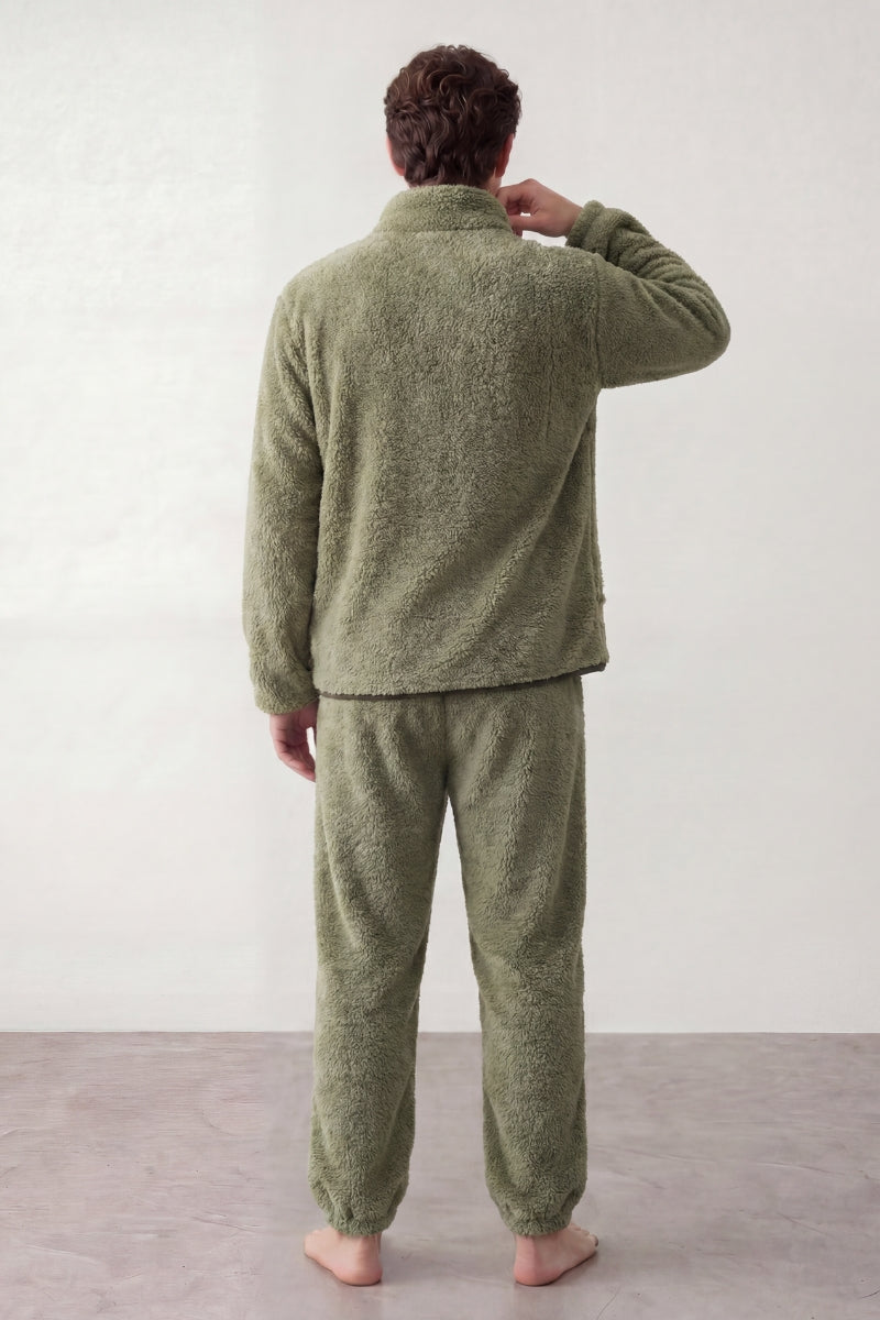 Pyjama pilou pilou kaki homme, vue de dos