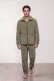 Pyjama pilou pilou kaki homme, ensemble veste et pantalon, vue de face