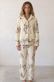 Pyjama pilou pilou femme à motif lapin, ensemble veste et pantalon, vue de face
