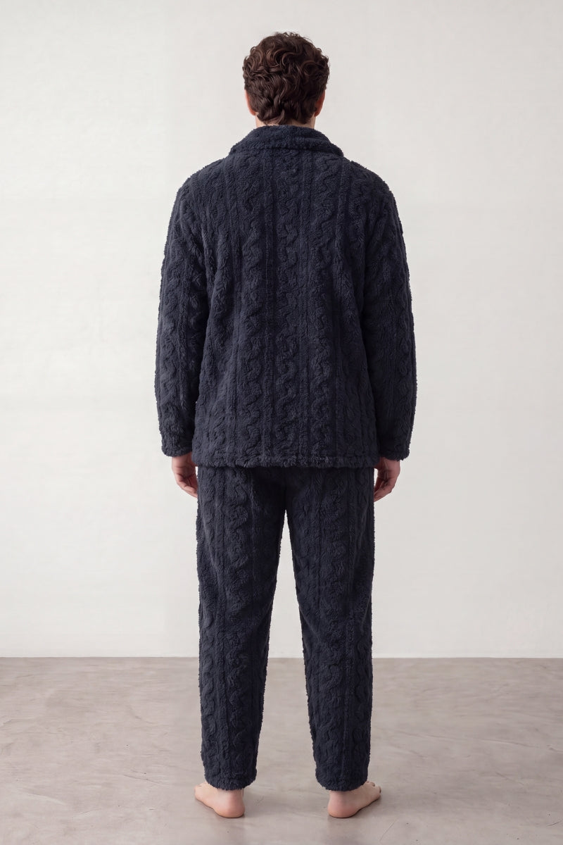 Pyjama pilou pilou marine homme, vue de dos