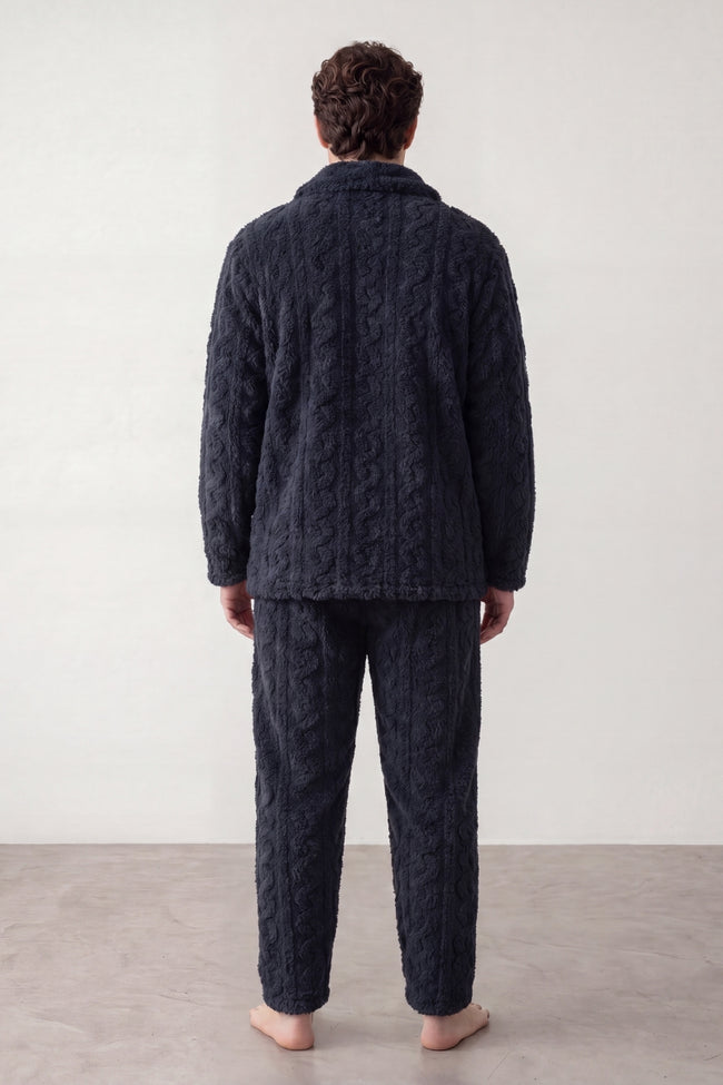 Pyjama pilou pilou marine homme, vue de dos