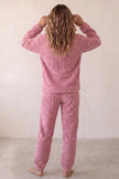 Pyjama pilou pilou rose pour femme, ensemble deux pièces ultra doux et chaud pour l'hiver cocooning