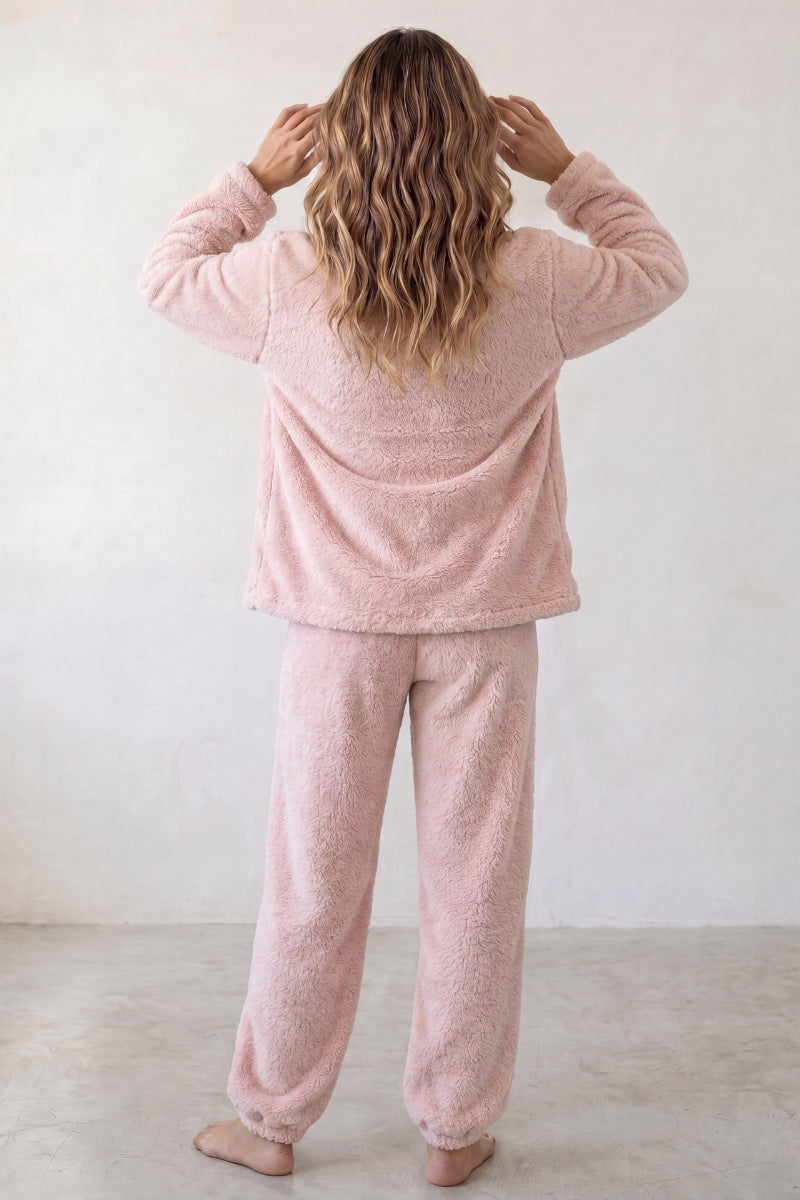 Pyjama pilou pilou rose femme, vue de dos