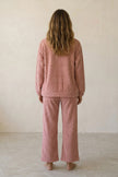 Pyjama pilou pilou terracotta femme en maille gaufrée, vue de dos