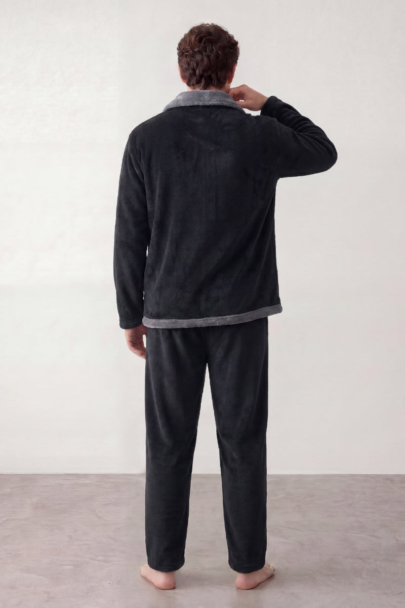 Pyjama polaire bicolore homme, vue de dos
