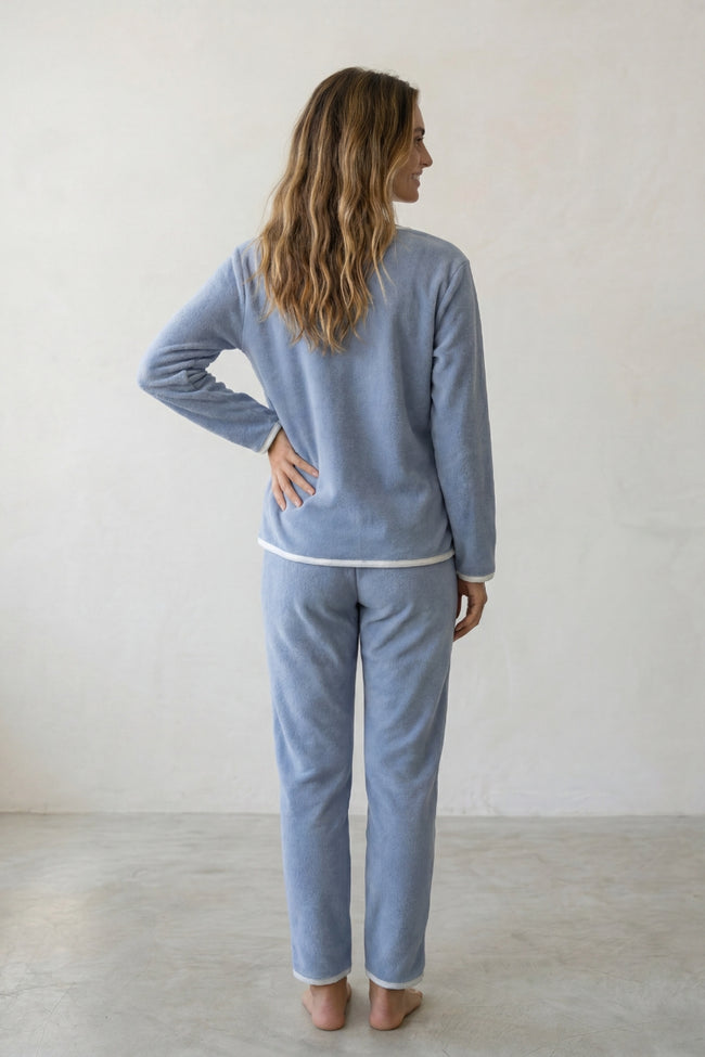 Pyjama polaire bleu femme, vue de dos