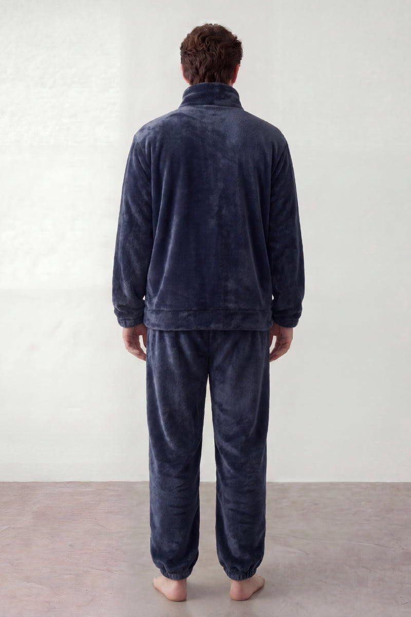 Pyjama polaire bleu nuit homme, vue de dos