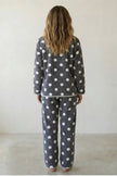 Pyjama polaire gris à pois femme, vue de dos