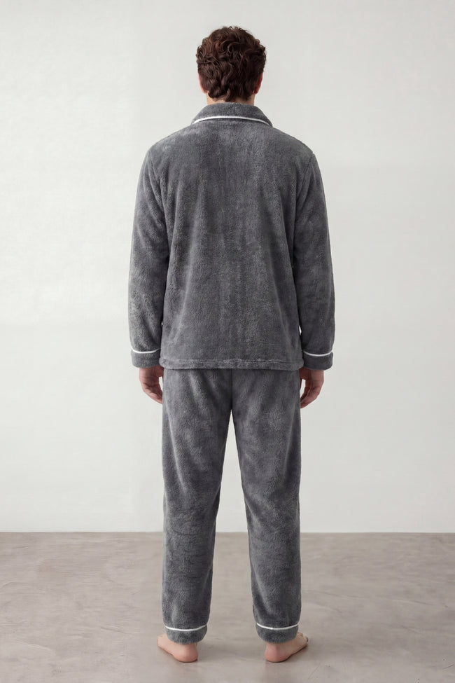 Pyjama polaire gris clair homme, vue de dos
