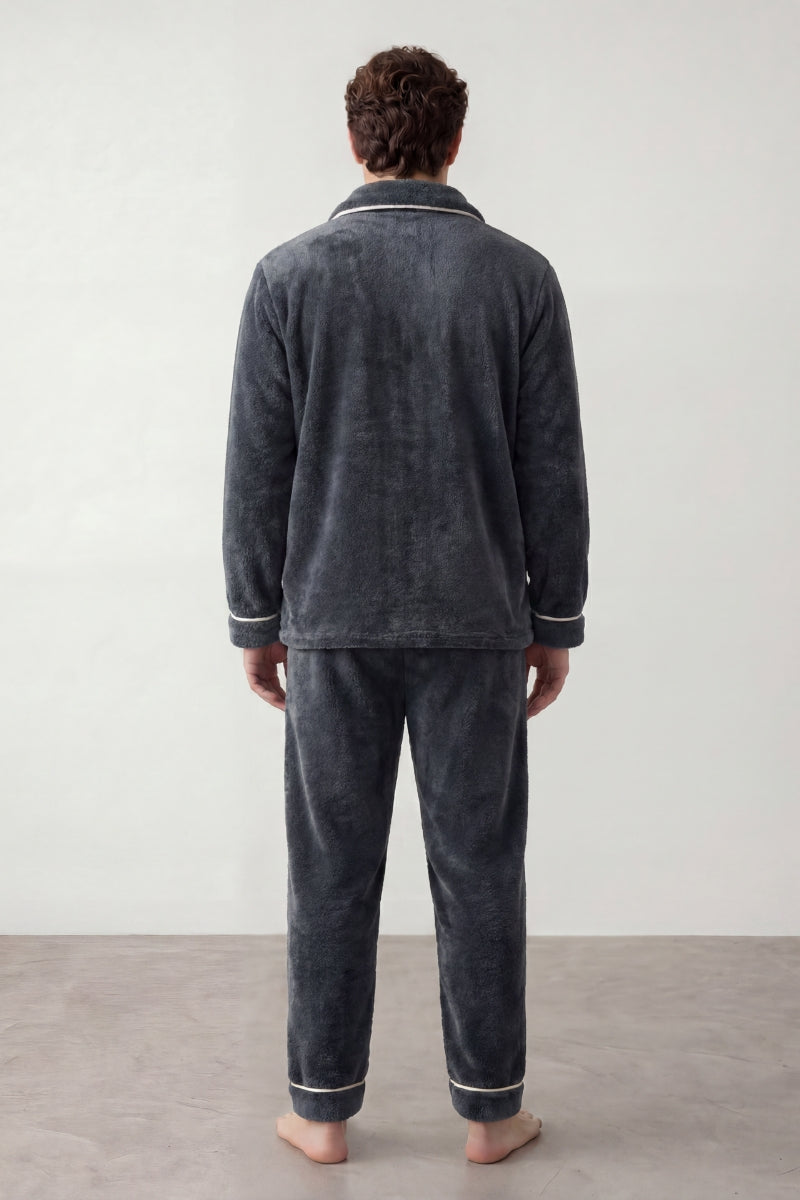 Pyjama polaire gris homme, vue de dos