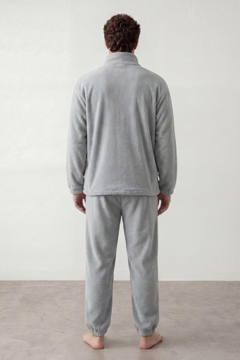 Pyjama polaire gris souris homme, vue de dos