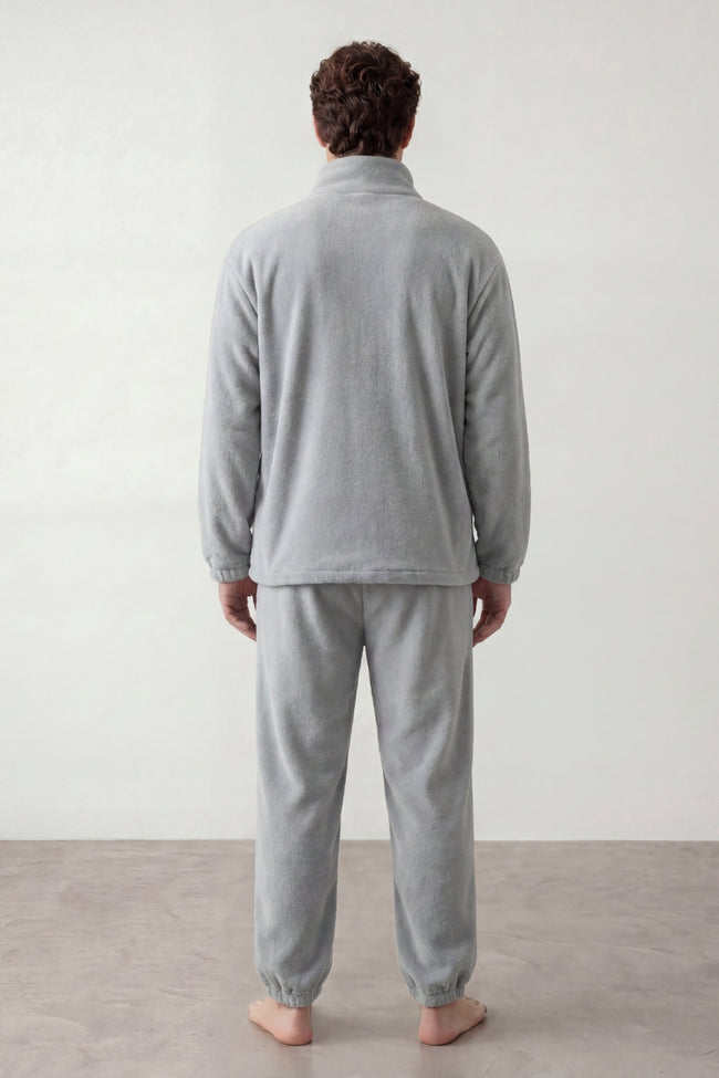 Pyjama polaire gris souris homme, vue de dos