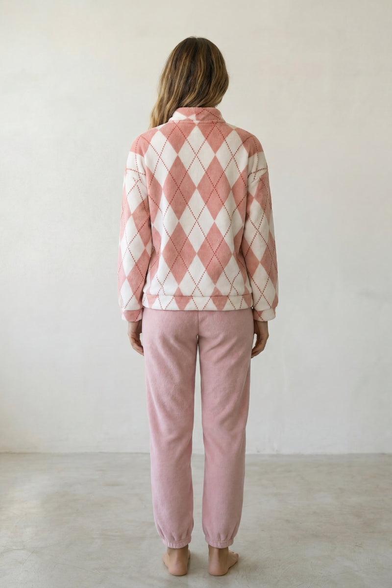 Pyjama polaire jacquard femme, vue de dos