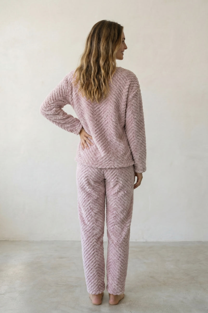 Pyjama polaire lilas femme, vue de dos