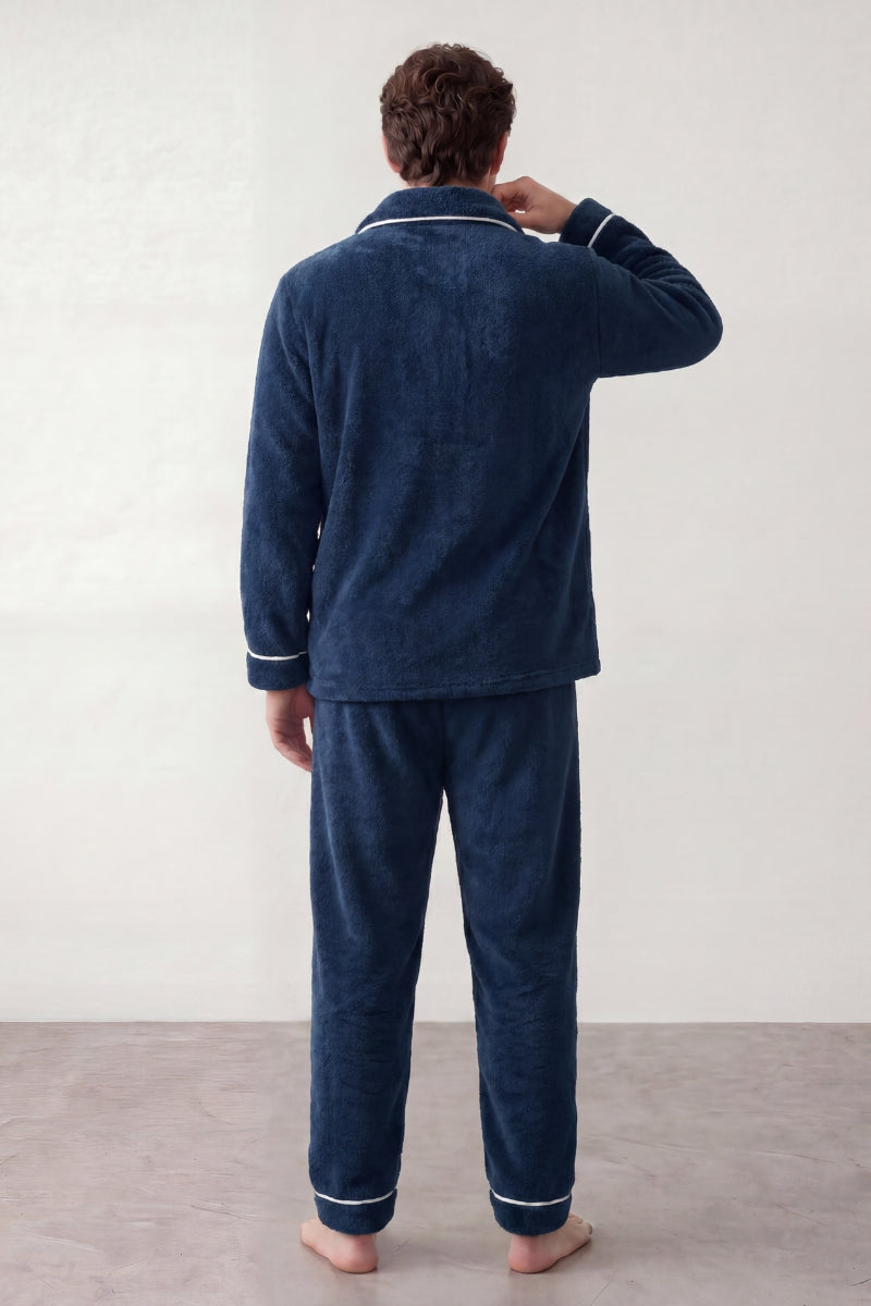 Pyjama polaire marine homme, vue de dos