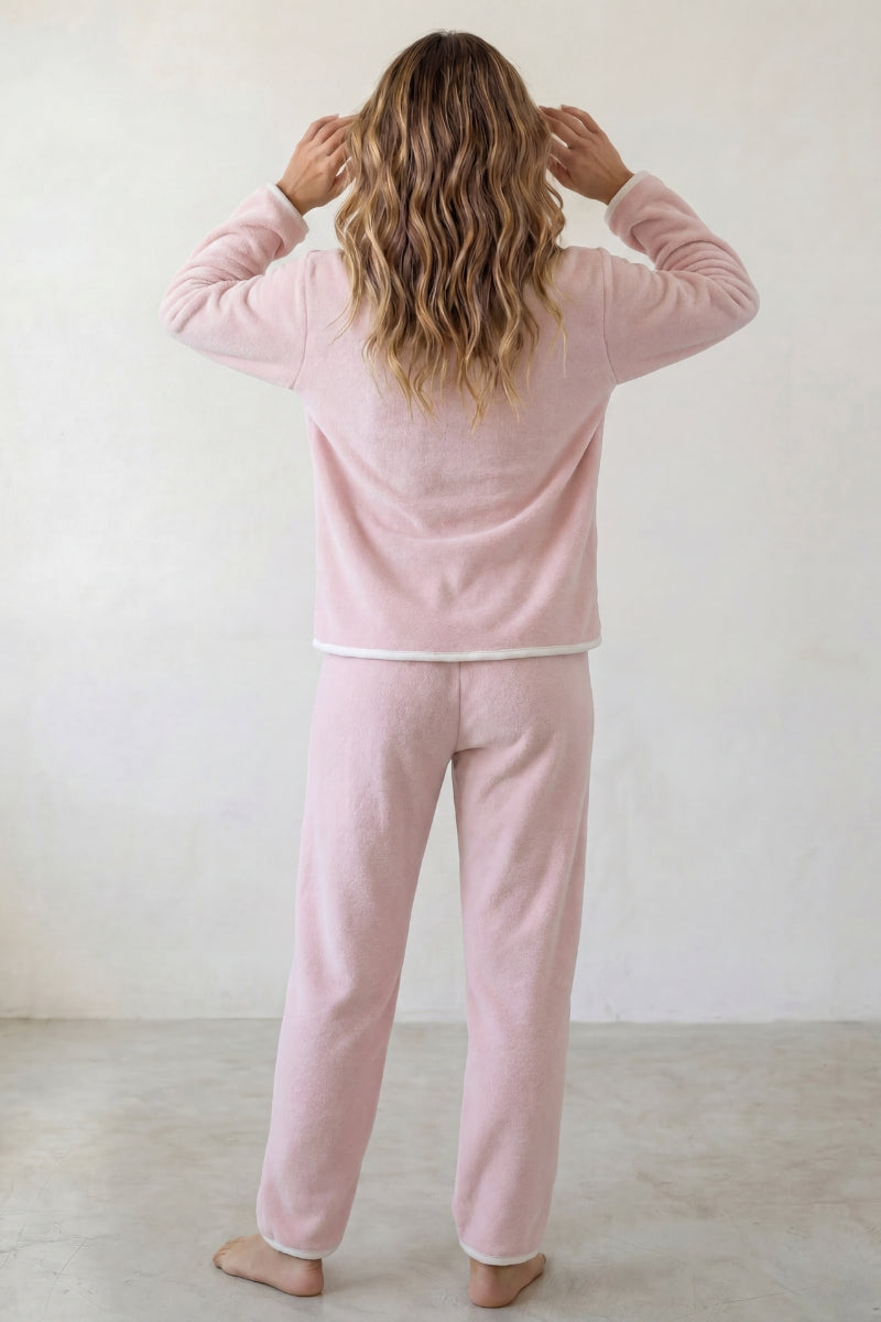 Pyjama polaire rose femme, vue de dos