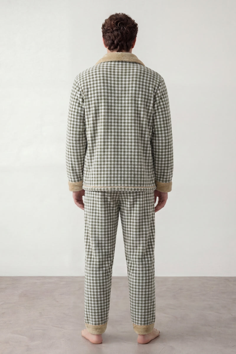 Pyjama polaire vichy homme à carreaux, vue de dos