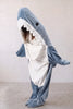 Pyjama requin combinaison une pièce à capuche bleue, chaude et amusante pour l'hiver cocooning
