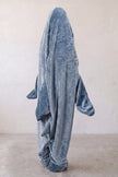 Pyjama requin combinaison une pièce à capuche bleue, chaude et amusante pour l'hiver cocooning