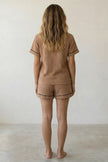 Pyjama short camel femme, vue de dos