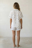 Pyjama short à motif cœurs femme, vue de dos