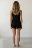 Pyjama short femme noir, vue de dos