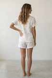 Pyjama short fleuri rose femme, vue de dos