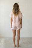 Pyjama short fleuri rose femme, vue de dos détaillée