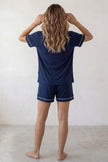 Pyjama short marine femme, vue de dos