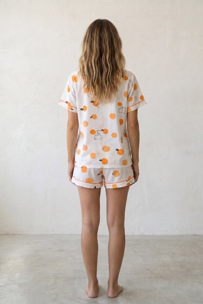 Pyjama short à motif oranges femme, vue de dos