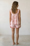 Pyjama short rose femme à volants, vue de dos
