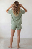 Pyjama short sauge femme uni, vue de dos