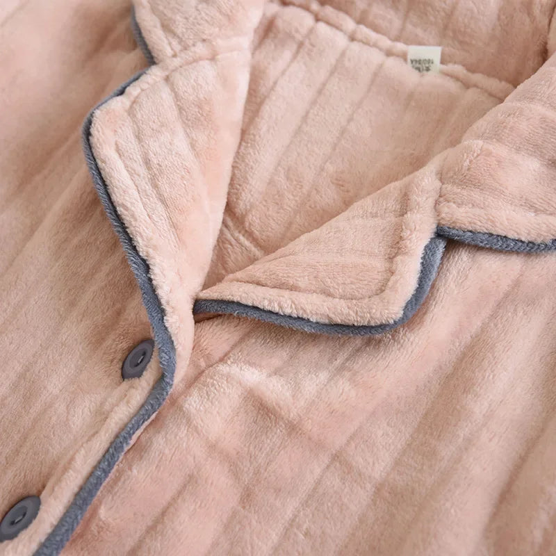Pyjamas assortis couple, ensemble assorti homme et femme (rose et gris anthracite) doux et chaud pour cocooner à deux en hiver
