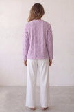 Veste polaire pyjama femme mauve en polaire gaufrée mauve, veste boutonnée douce et chaude à porter sur le pyjama