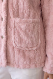 Veste polaire pyjama femme rose en polaire gaufrée rose, veste boutonnée douce et chaude à porter sur le pyjama